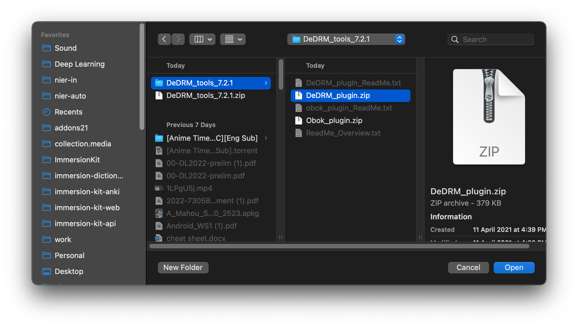 dedrm plugin for calibre mac